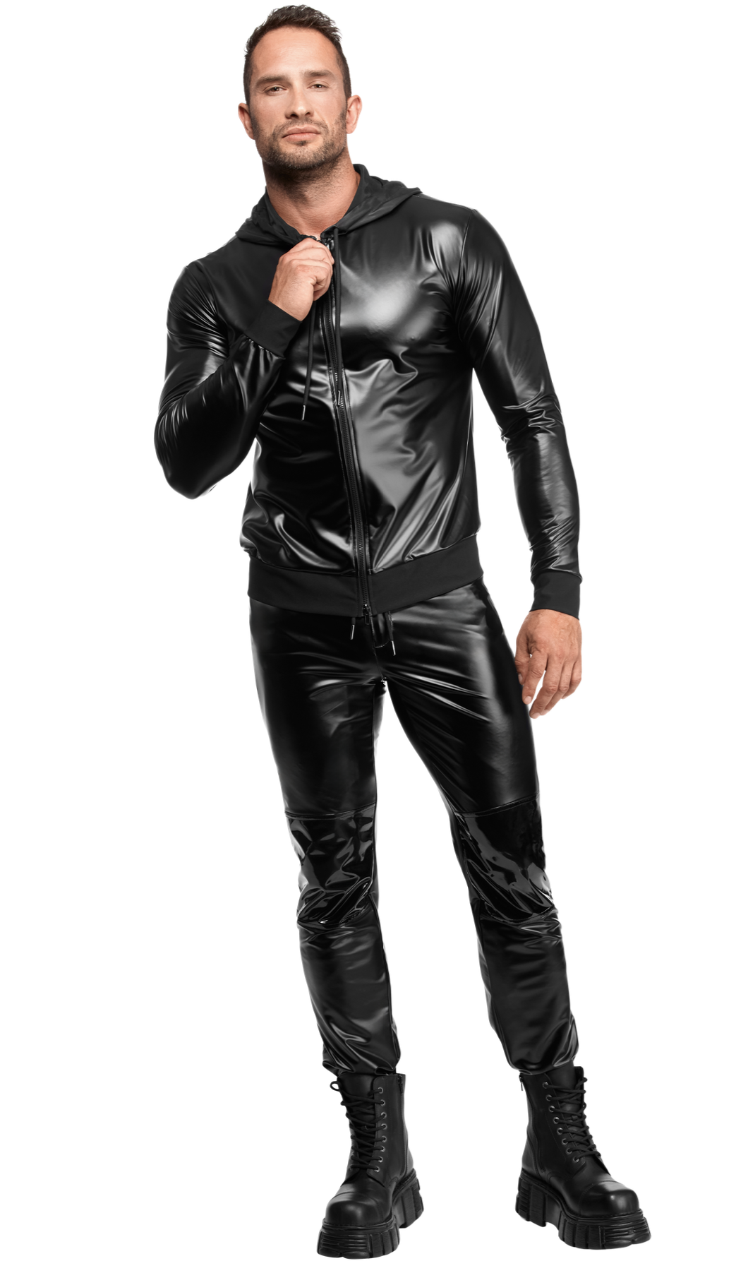 Noir Handmade - H087 - Rogue - Pants - Wetlook & Lak - Zwart - Afbeelding 3