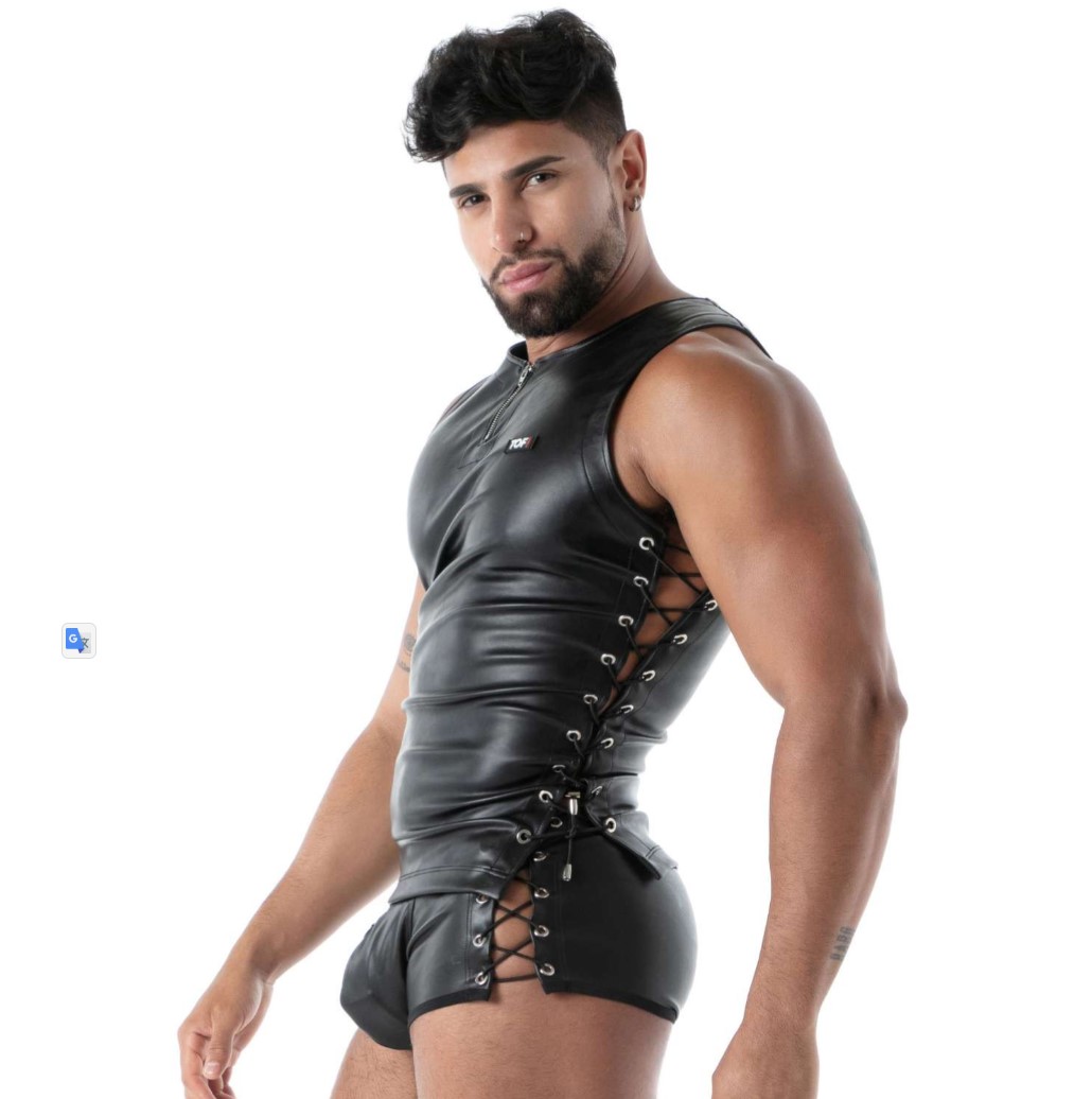 TOF PARIS - Stoer Kunstleren Tank Top met Vetersluitingen - Zwart - Afbeelding 2