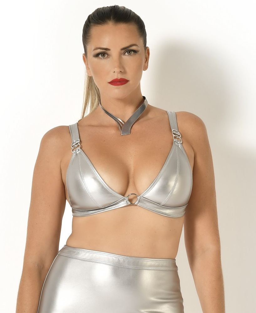 Patrice Catanzaro - Bralette Celestra - PU-leer - Zilver - Metallic
