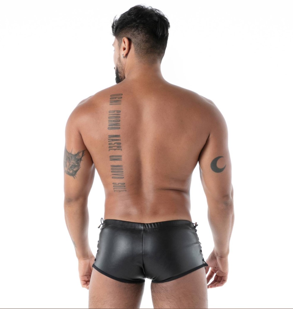 TOF PARIS - Kinky Laced Short - Vetersluitingen - PU-leer - Zwart - Afbeelding 4
