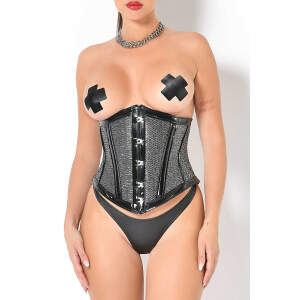 Patrice Catanzaro - Eiffel - Underbuste Corset - Zilver met Lak - Zwart
