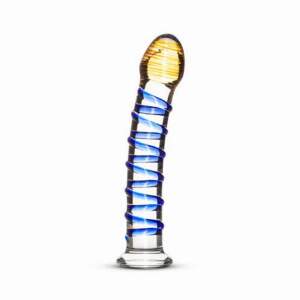 Glazen Dildo - G-Spot/Prostaat/Anaal Dildo - Blauwe Ribbels