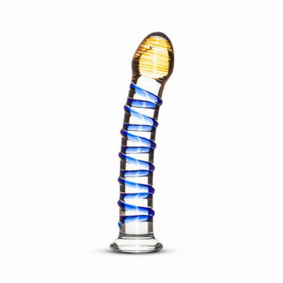 Glazen Dildo - G-Spot/Prostaat/Anaal Dildo - Blauwe Ribbels