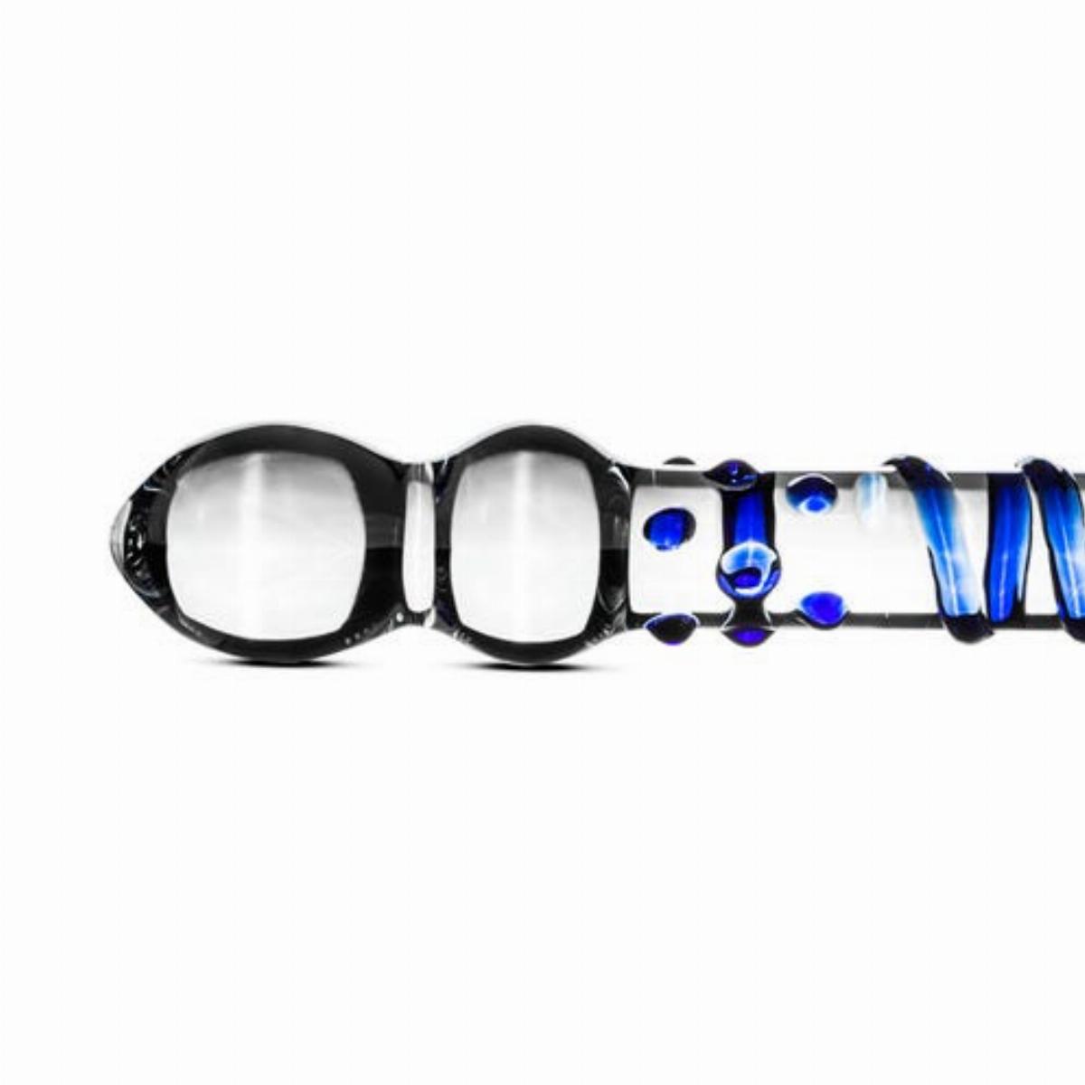 Dubbele Glazen Dildo - G-Spot/Prostaat/Anaal Dildo - Blauwe Ribbels en Noppen - Afbeelding 2