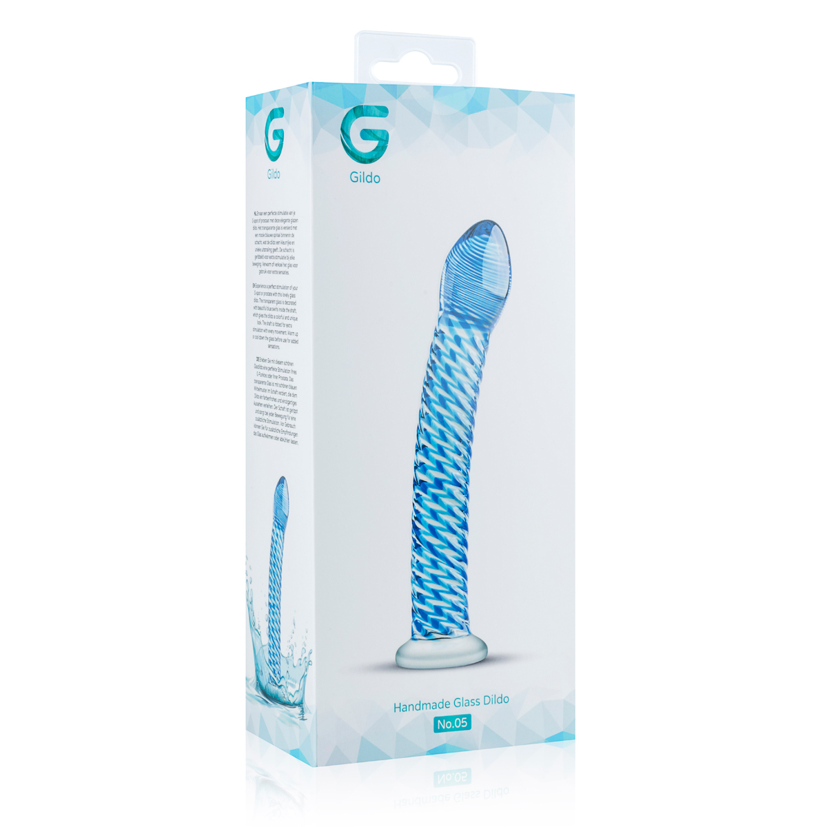 Glazen Dildo - G-Spot/Anaal Dildo - Blauwe Ribbels - Afbeelding 5