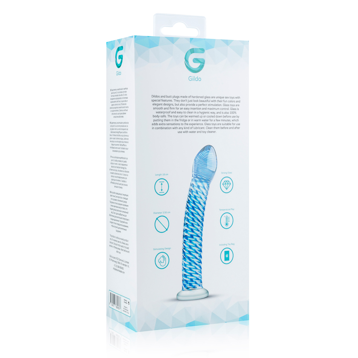 Glazen Dildo - G-Spot/Anaal Dildo - Blauwe Ribbels - Afbeelding 6