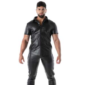 TOF PARIS - Kinky Short Sleeves Shirt - PU-leer - Zwart