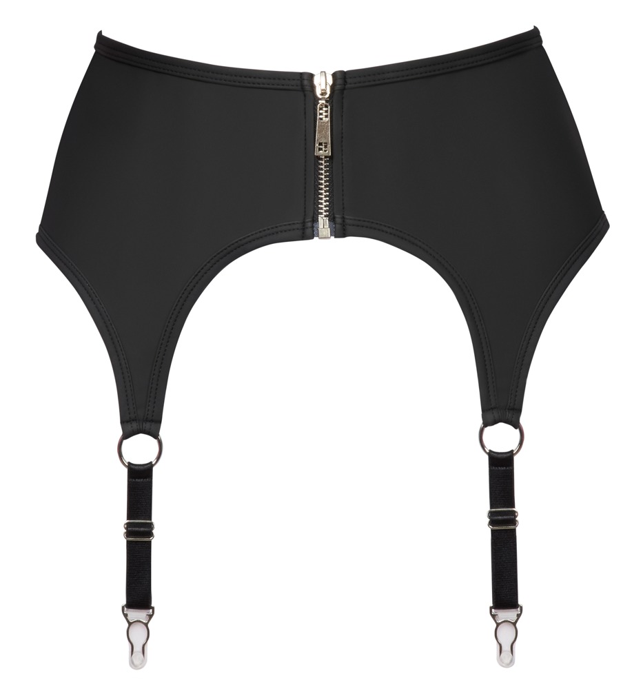 Cottelli Collection - Matte Wetlook Jarretelles Gordel met 4 Straps en Rits - Afbeelding 5