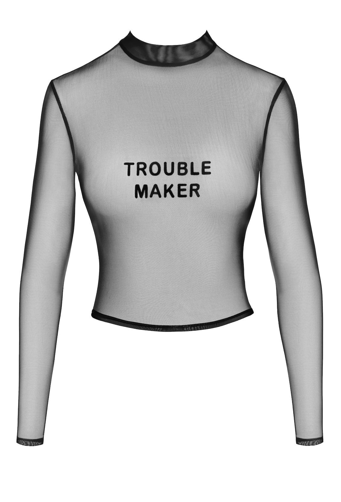 Noir Handmade - F389 Gaas Top met Lange Mouwen - Troublemaker - Afbeelding 7