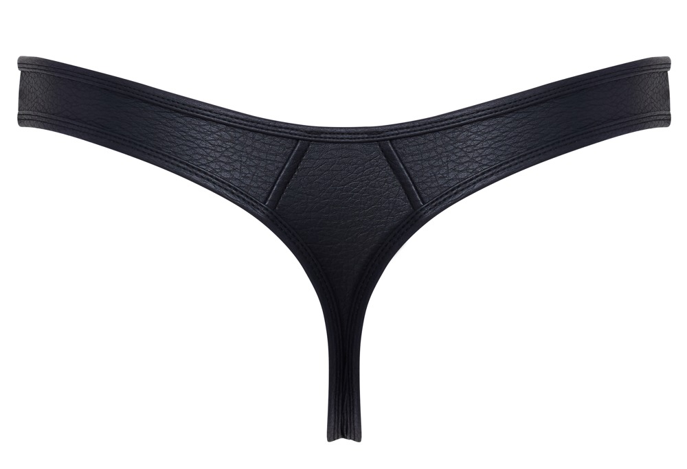 Sexy Herenstring van Zwart Kunstleer met Metalen Ringen – Svenjoyment ghost back