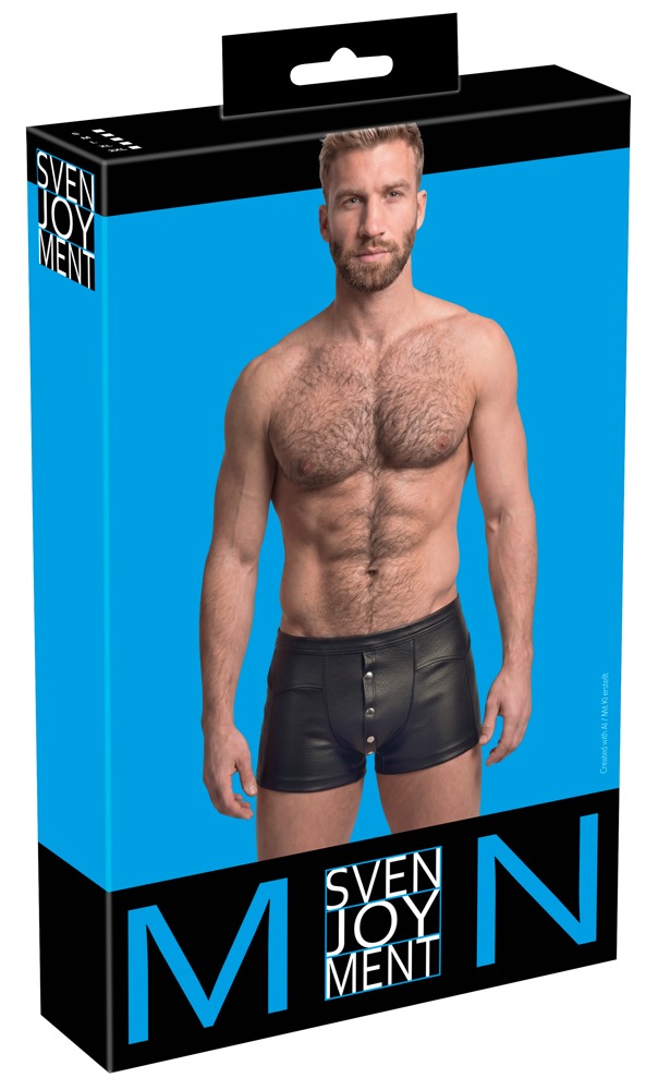 Sexy Heren Fetish Short van Zwart Kunstleer met Drukknopen – Svenjoyment box