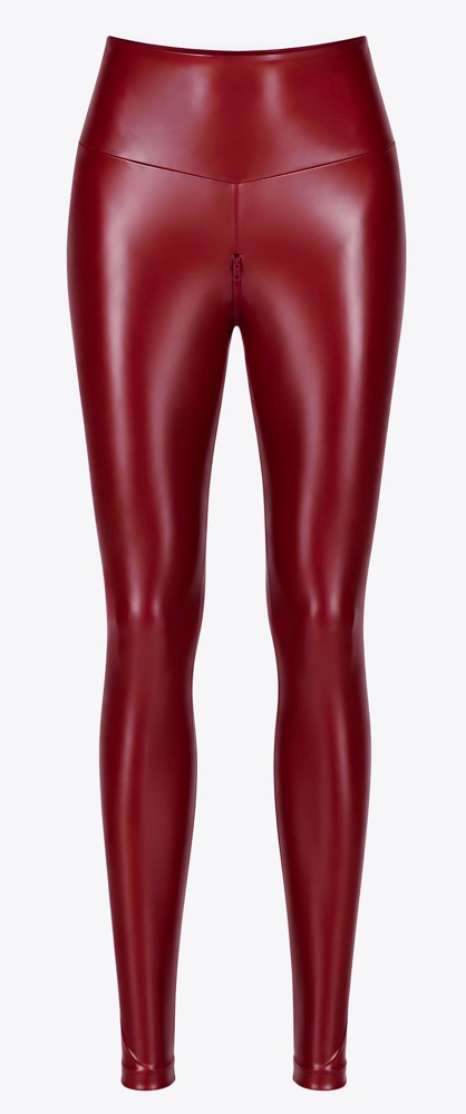 Bordeaux Rode Wetlook Legging - Noir Handmade Ghost front