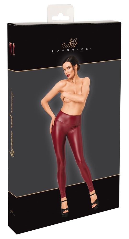 Bordeaux Rode Wetlook Legging - Noir Handmade Box