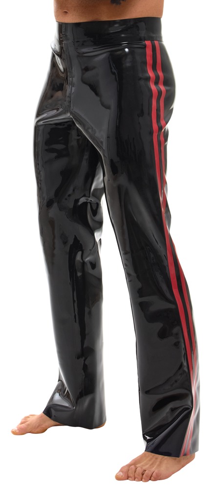 Zwarte Latex Herenbroek met Rode Strepen en Bootcut – LATEX - Afbeelding 3