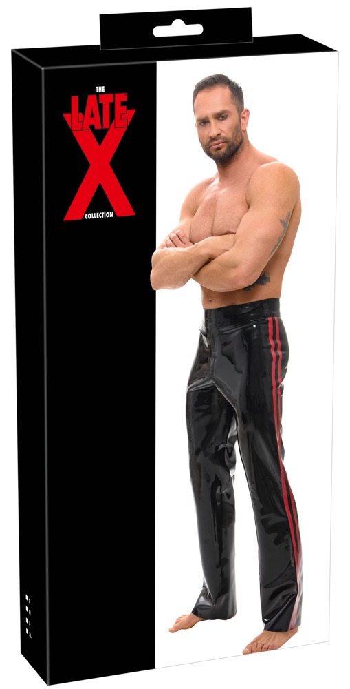 Zwarte Latex Herenbroek met Rode Strepen en Bootcut – LATEX - Afbeelding 9