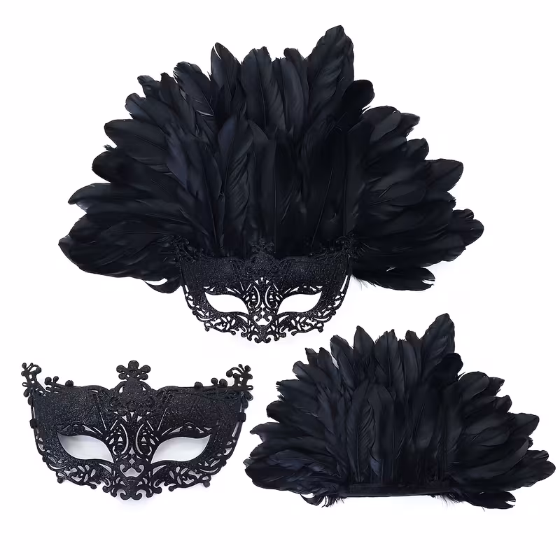 Luxe Feestmasker met Veren Tooi - Cape Specialist - Afbeelding 3