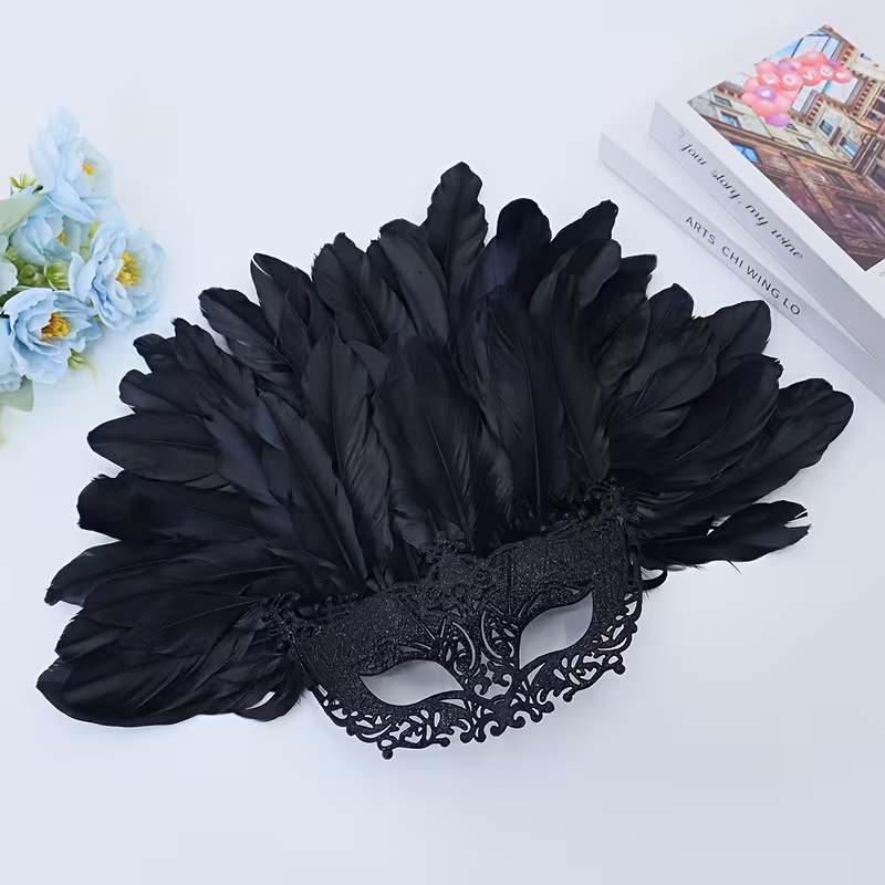Luxe Feestmasker met Veren Tooi - Cape Specialist - Afbeelding 2