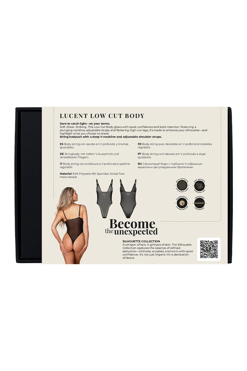 Low Cut Mesh String Body met Wetlook Silhouette - Guilty Pleasure - Afbeelding 6