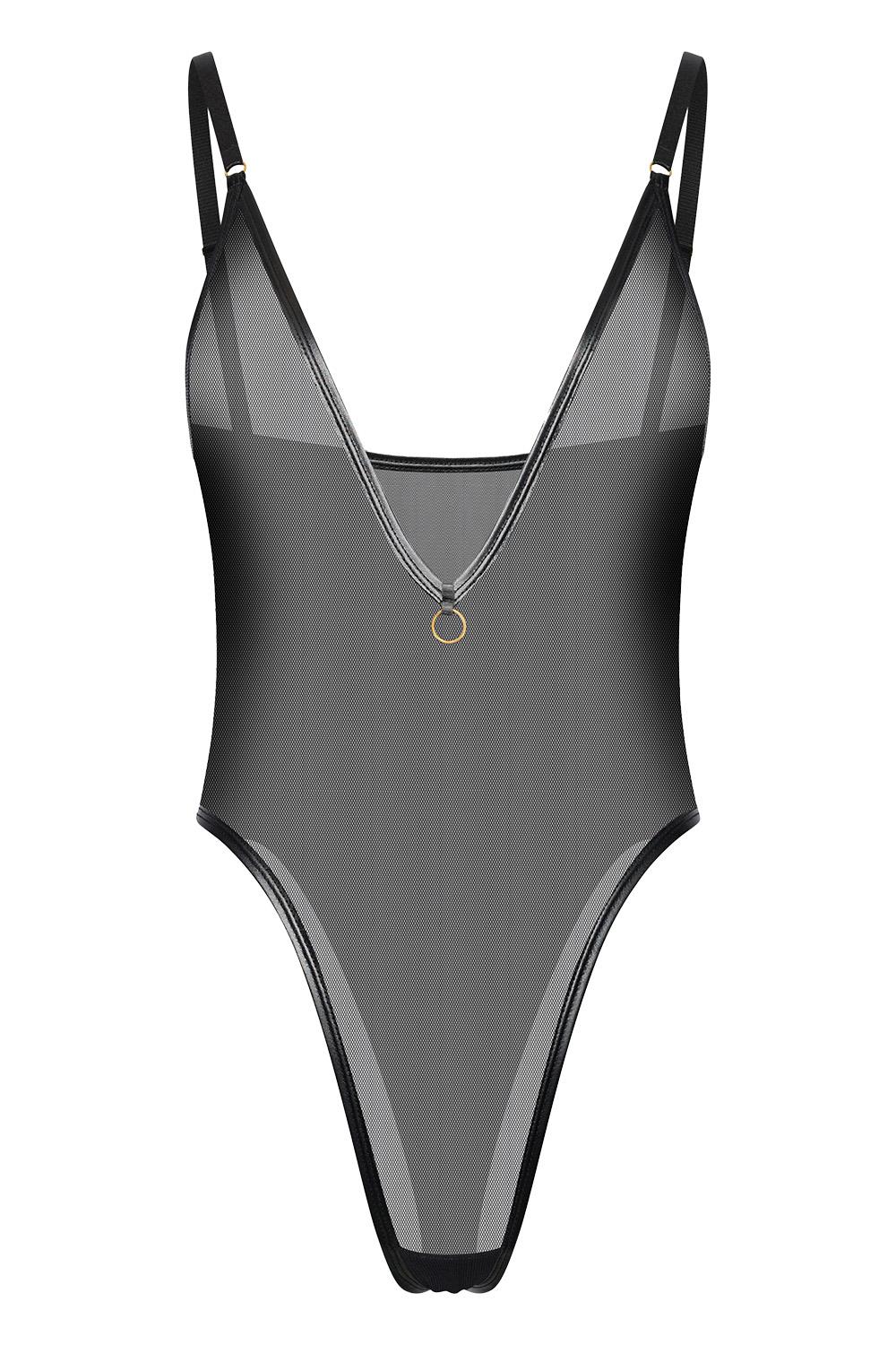 Low Cut Mesh String Body met Wetlook Silhouette - Guilty Pleasure - Afbeelding 5