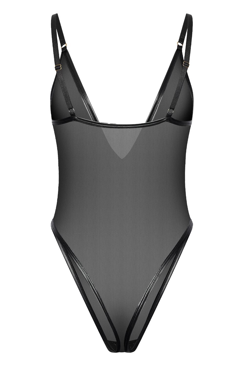 Low Cut Mesh String Body met Wetlook Silhouette - Guilty Pleasure - Afbeelding 4