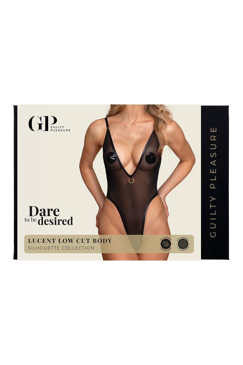 Low Cut Mesh String Body met Wetlook Silhouette - Guilty Pleasure - Afbeelding 3