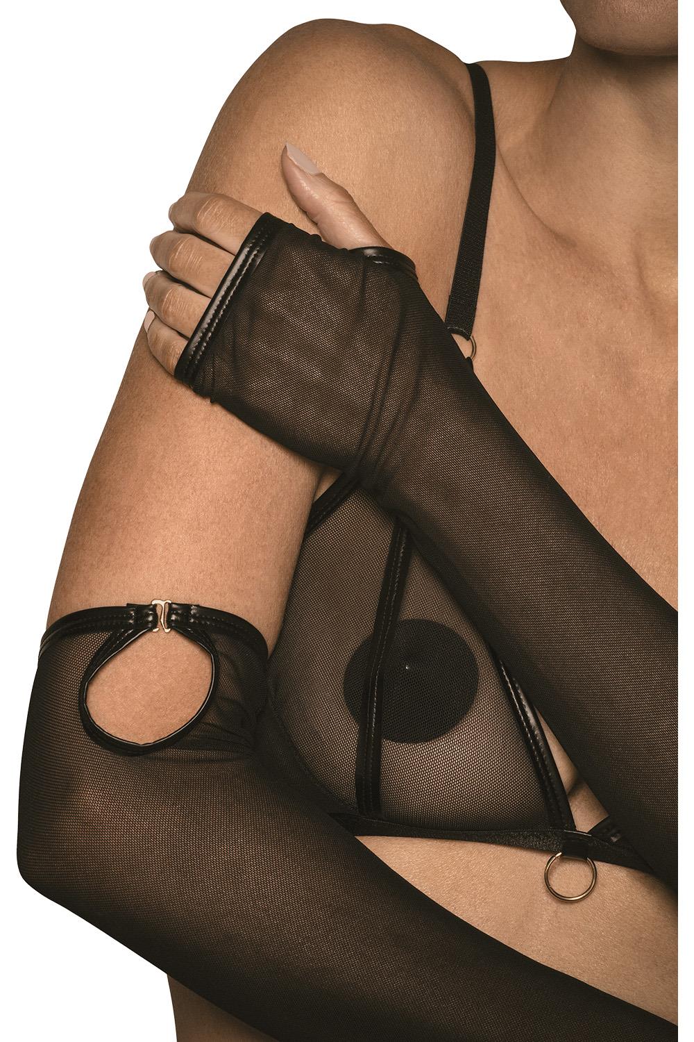 Vingeloze Handschoenen van Mesh met Wetlook Silhouette - Guilty Pleasue - Afbeelding 3