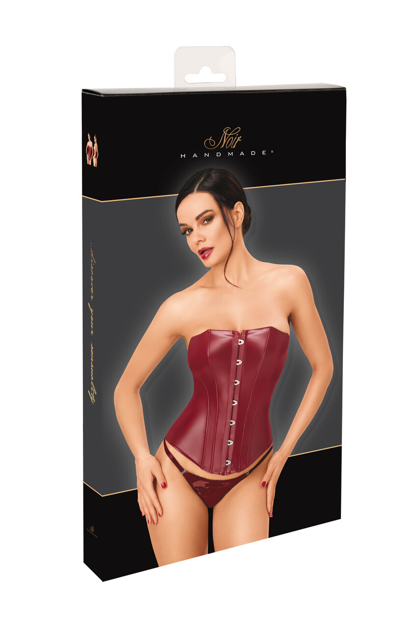 F398 Bordeaux Wetlook Affair Boned Corset Box