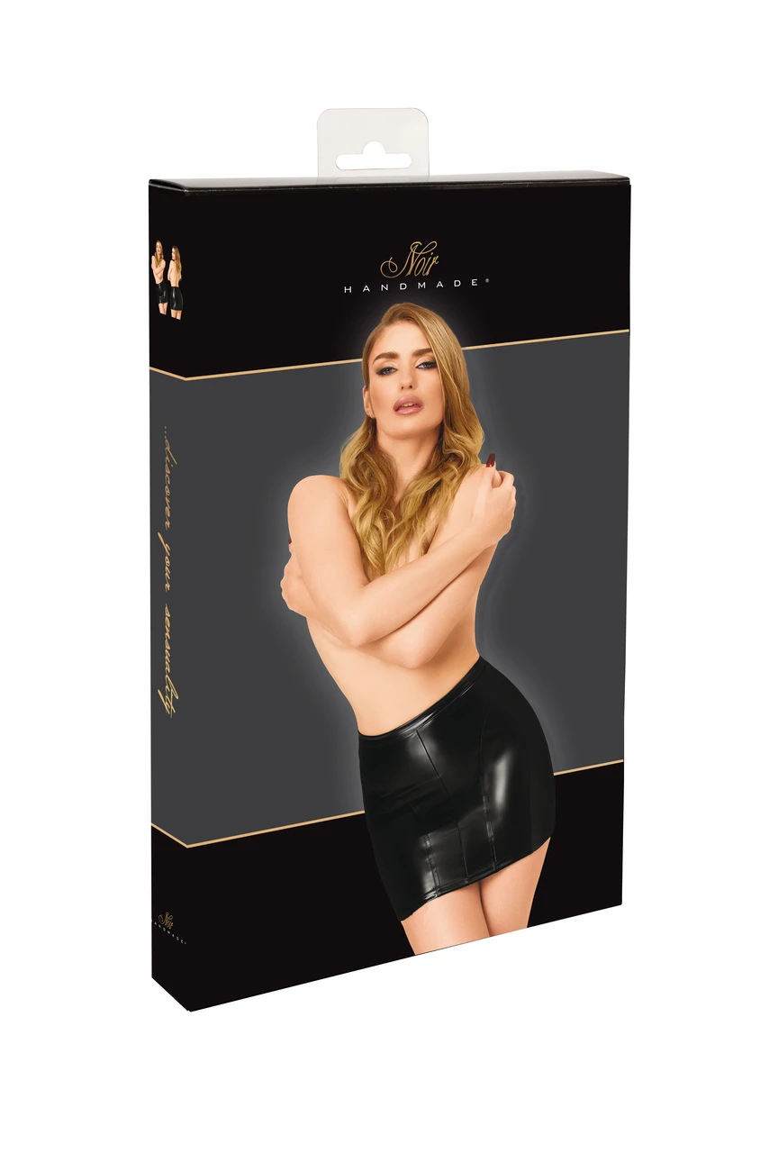 Zwarte wetlook mini rok van Noir Handmade