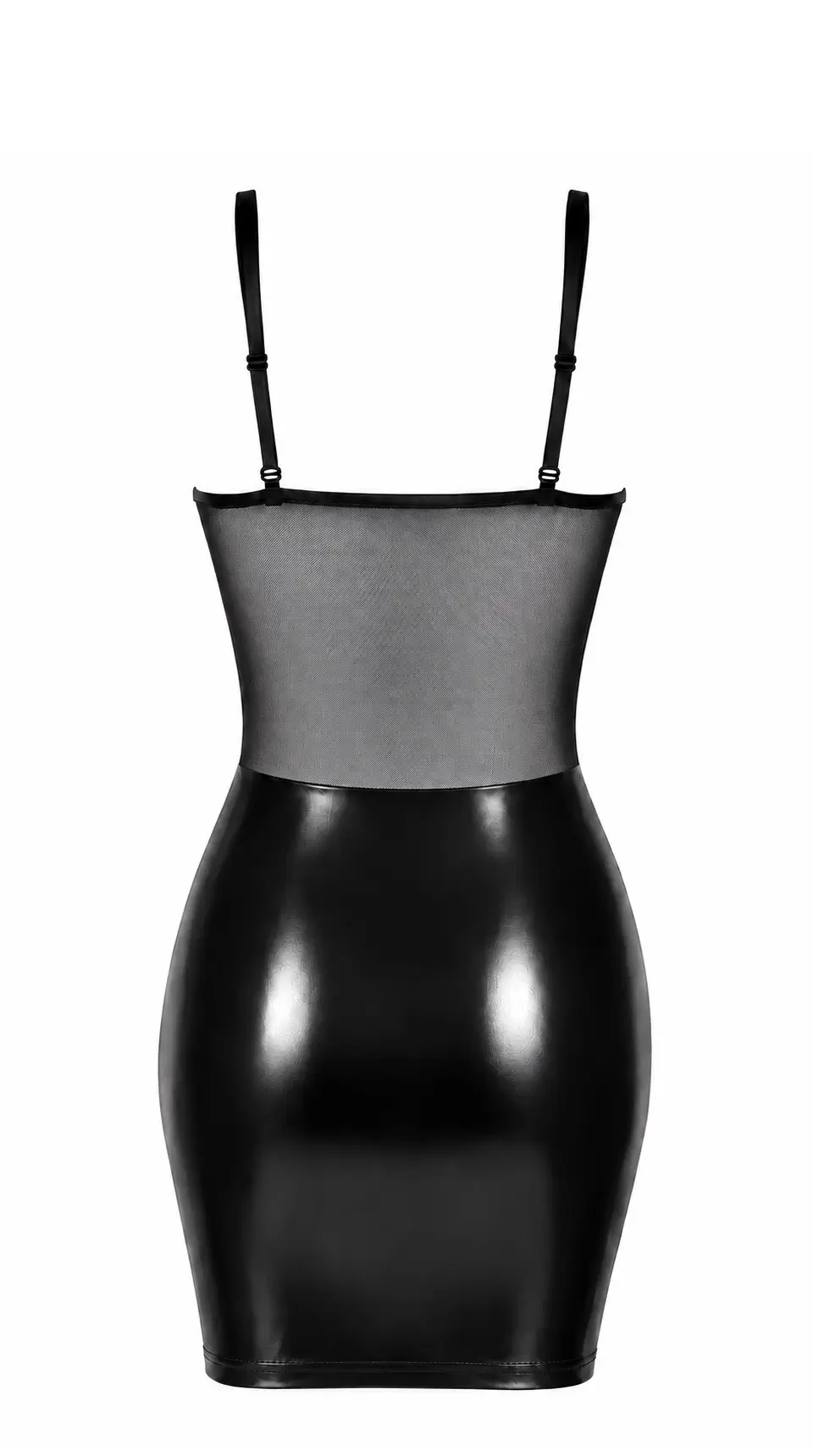Wetlook mini jurk met Gaas F409 Do Not Disturb Lace-Up back ghost