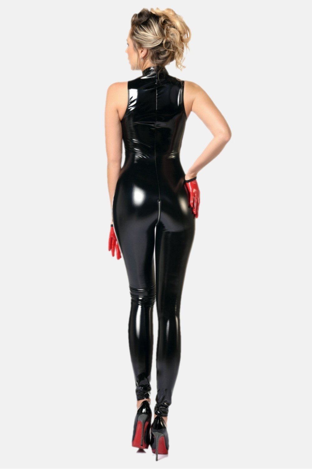 Zwarte Lak Catsuit Angelica met Rits - Maison Catanzaro - Afbeelding 2