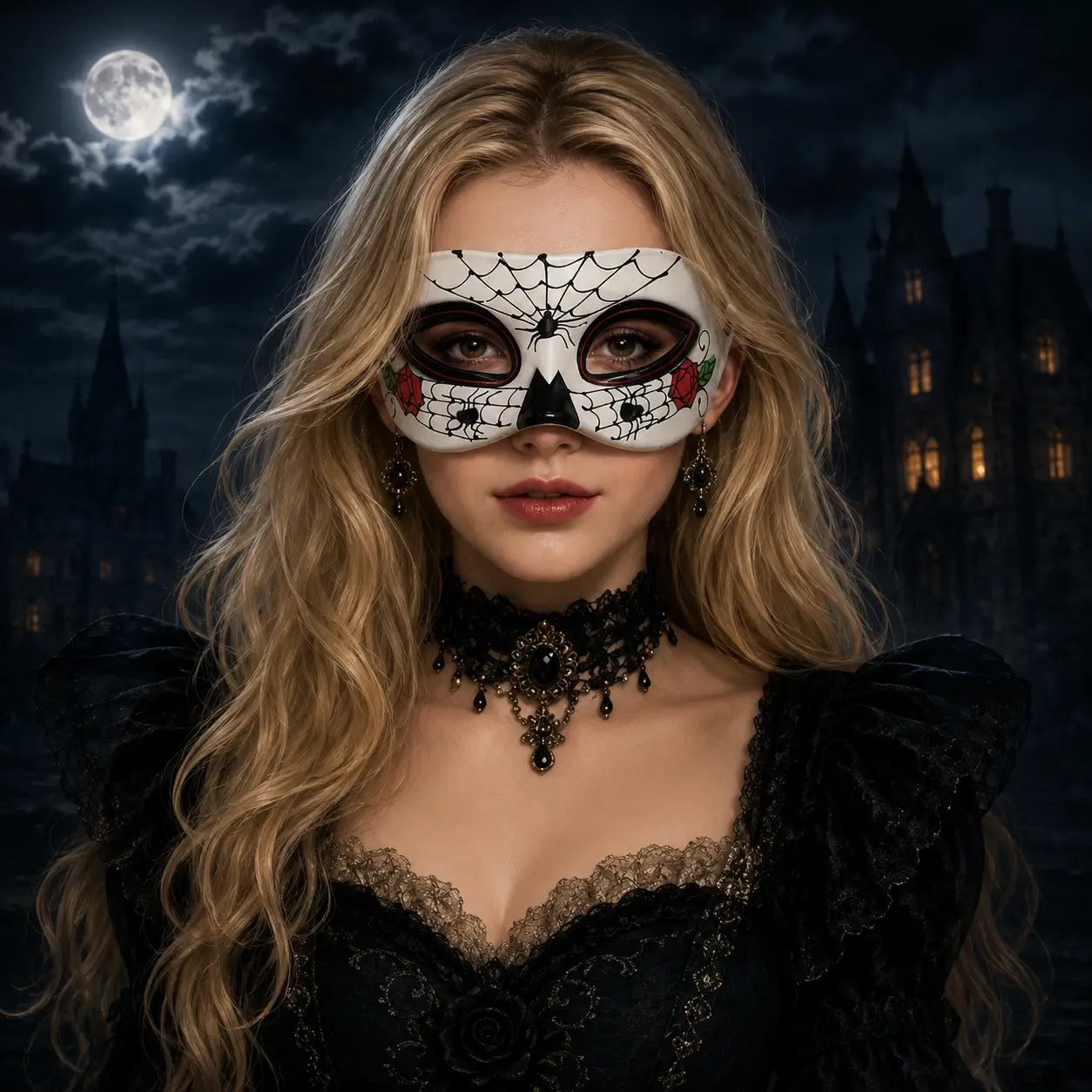 Masker met Rozen Dia de los Muertos - Cape Specialist